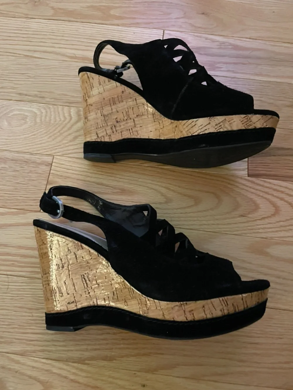 Franco Sarto Sandals, Platform Heels, Suede Lattice Look